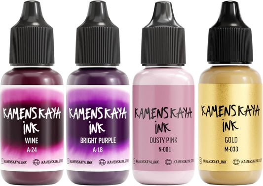 Alcohol Ink Set #1: Matched Color Combination of Alcohol Inks, 4 pcs. 0.51 fl oz (15 ml) Each