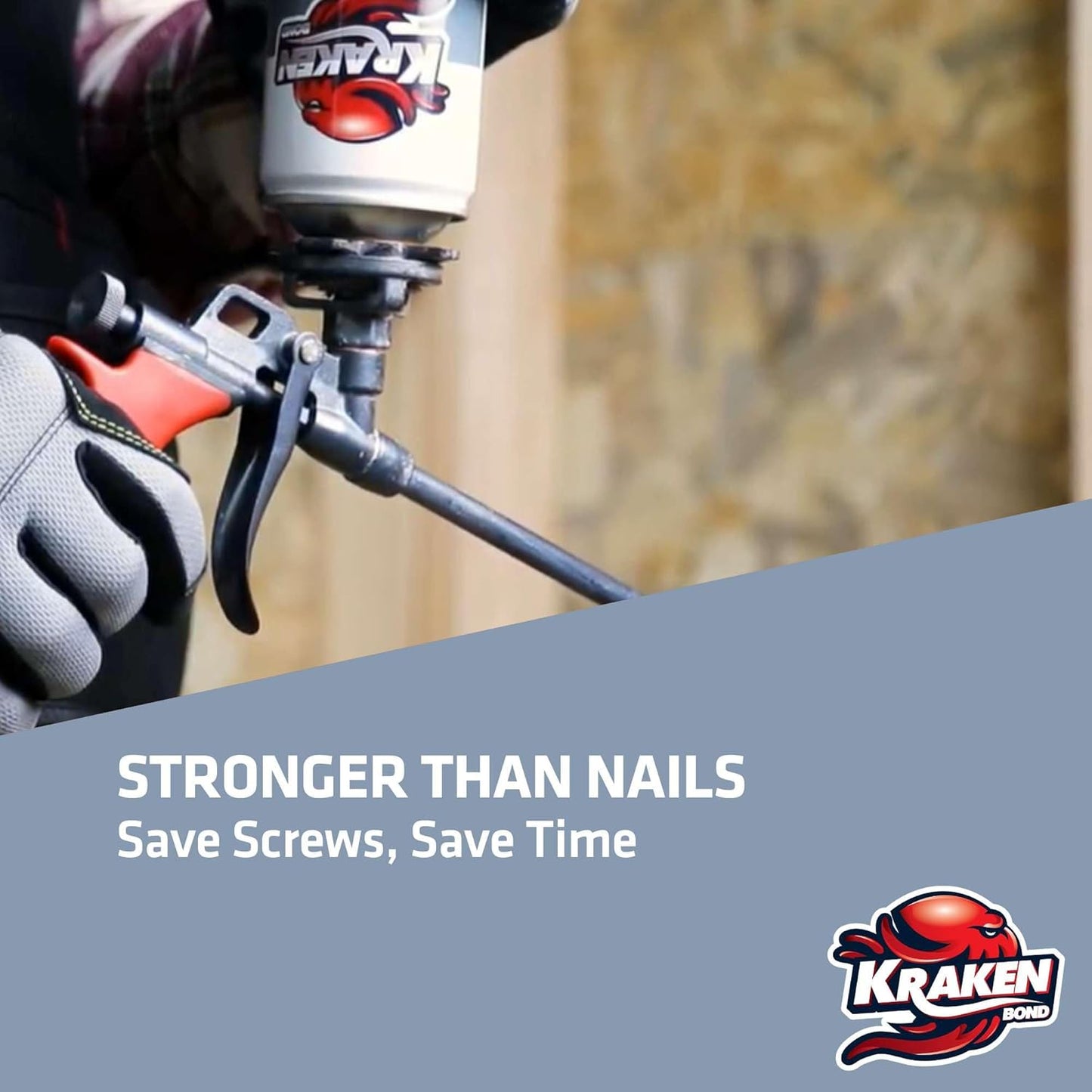 KRAKEN BOND Drywall & Panel Adhesive Foam - (2X24oz) Heavy-Duty, Fast-Curing Construction Adhesive for Concrete, Wood, and Heat Insulation Applications - 2 Pack