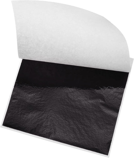 MECCANIXITY Gold Leaf Foil Sheet, Black Leaf Papers, 3.3 x 3.1inch for Art Decoration, Sculptures, Painting, Pack of 100