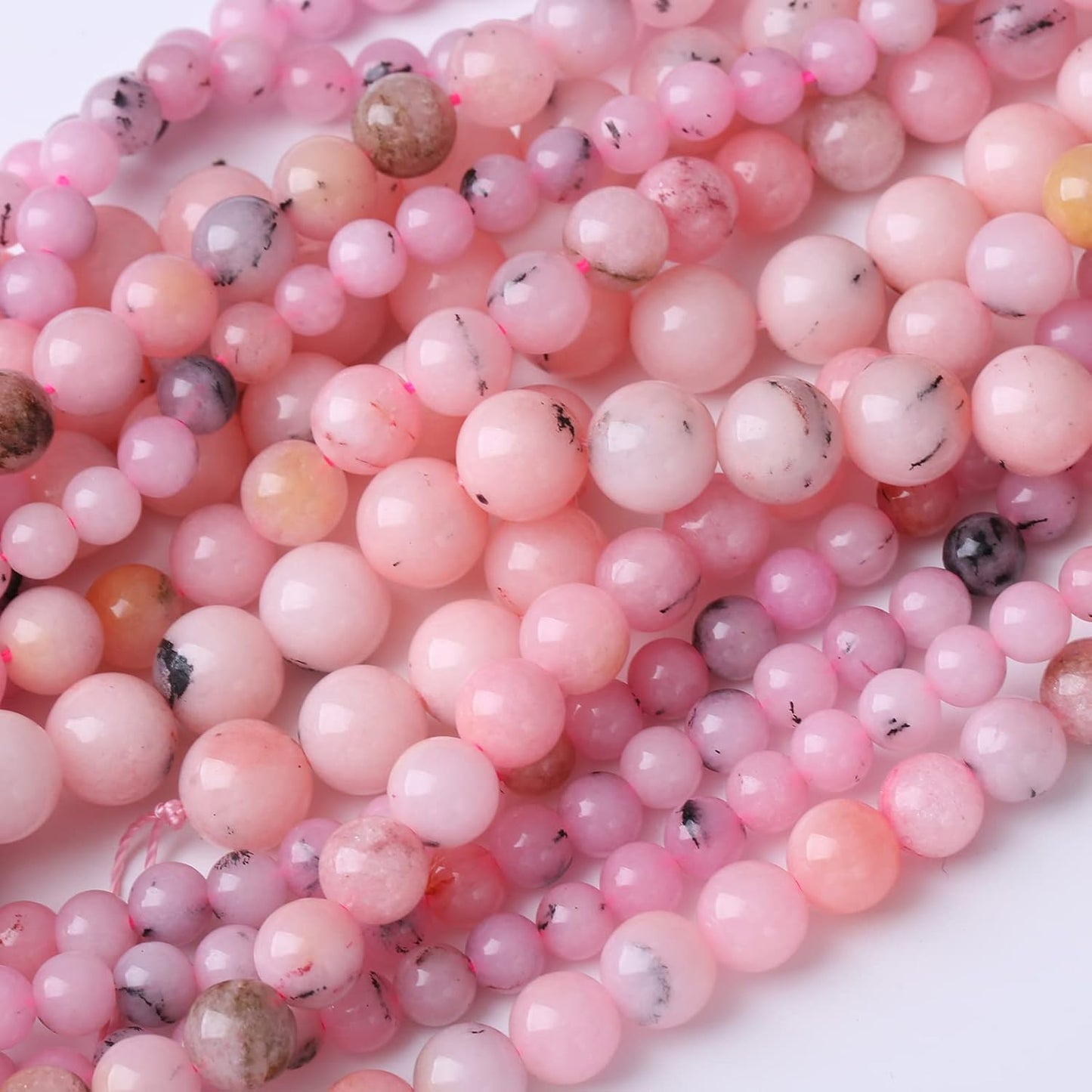 90PCS 4MM Pink Opal Stone Natural Gemstone Round Stone Beads for Jewelry Making DIY Energy Stone Healing Power Bracelet 15"