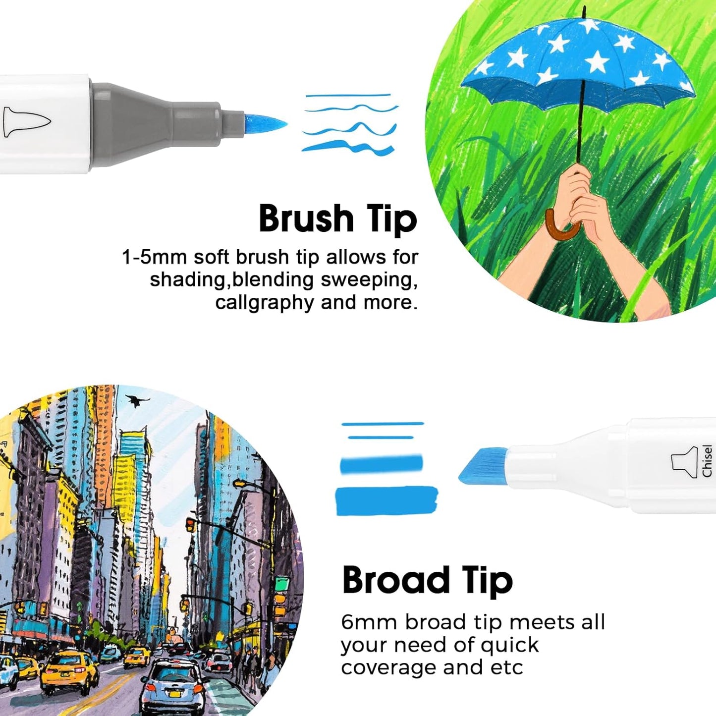 XSG Alcohol Markers,60 Colors Dual Tip Brush & Chisel Tip Art Marker Set,for Blending & Shading,Ideal for Coloring Books & Professional Artwork,Includes Blender Pen & Portable Case,Ideal for All Ages