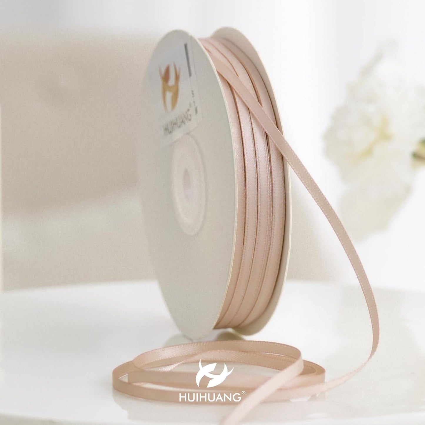 HUIHUANG Solid Color Satin Ribbon 1/8 inch x 100 Yards Roll Ribbon Double Faced for Crafts Gift Wrapping DIY Bows Wedding Invitation Card (Dusty Rose)