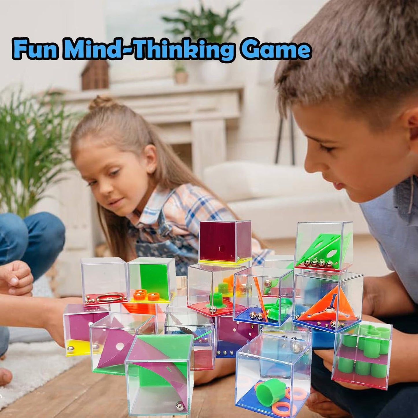 24 PCS Brain Teaser Puzzles for Kids,Balance IQ Maze Game Mini Fidget Puzzle Box,1.57 Inch Maze Puzzle Cubes Party Favor Games Challenge Decompression for Adults