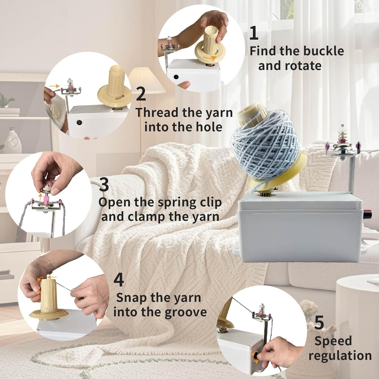 Yarn Winder,Yarn Ball Winder,Yarn Winder for Crocheting,Electric Yarn Winder,Automatic Yarn Winder,Adjustable Speed Yarn Spinner, Easy to use, Saves time and Protects Hand Joints