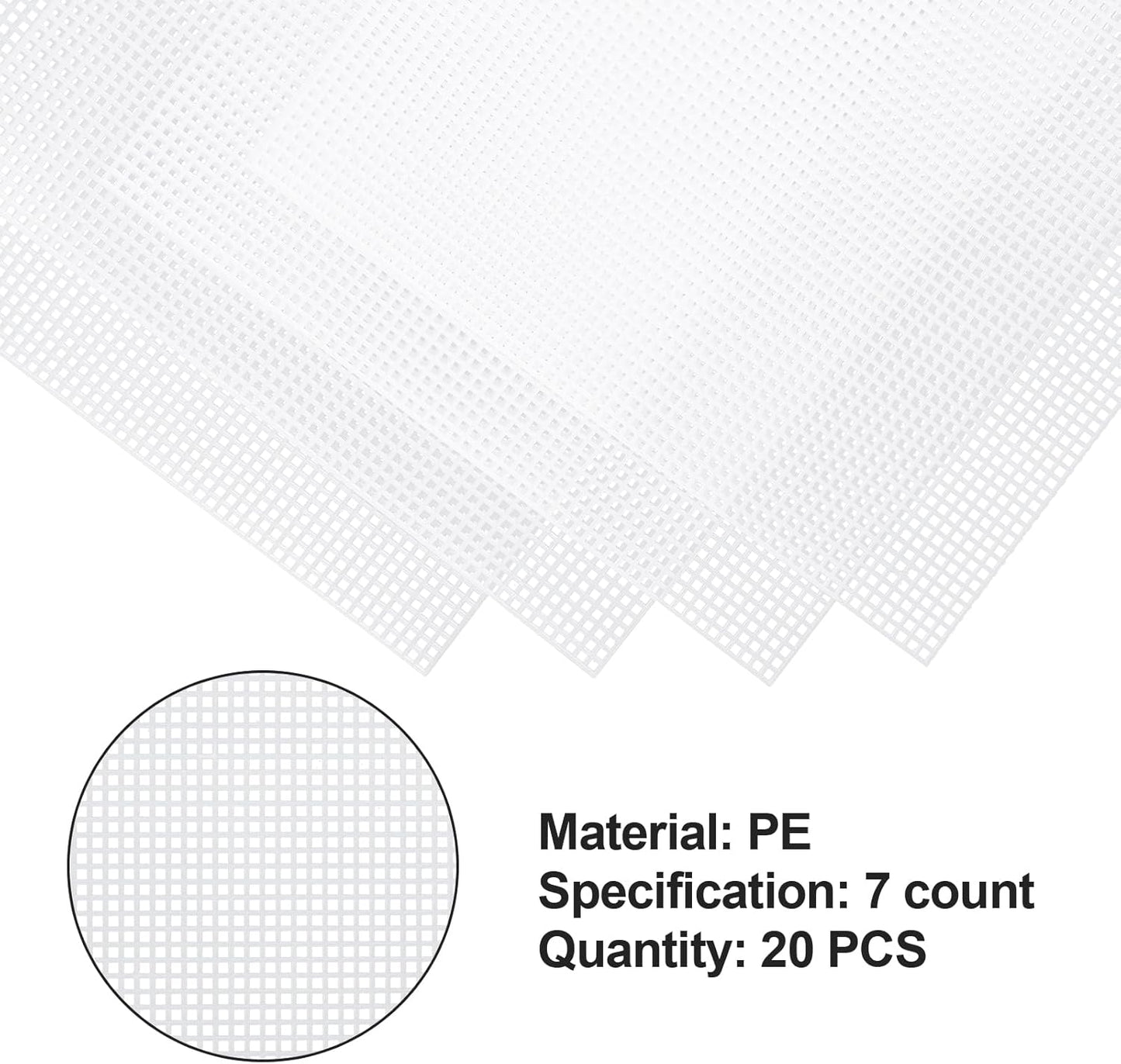 Pllieay 20 Pieces 7 Count Plastic Canvas Plastic Mesh Canvas Sheets, Eye Mesh for Embroidery, Acrylic Yarn Crafting, Knit and Crochet Projects(10.5 X 13.5 Inch)