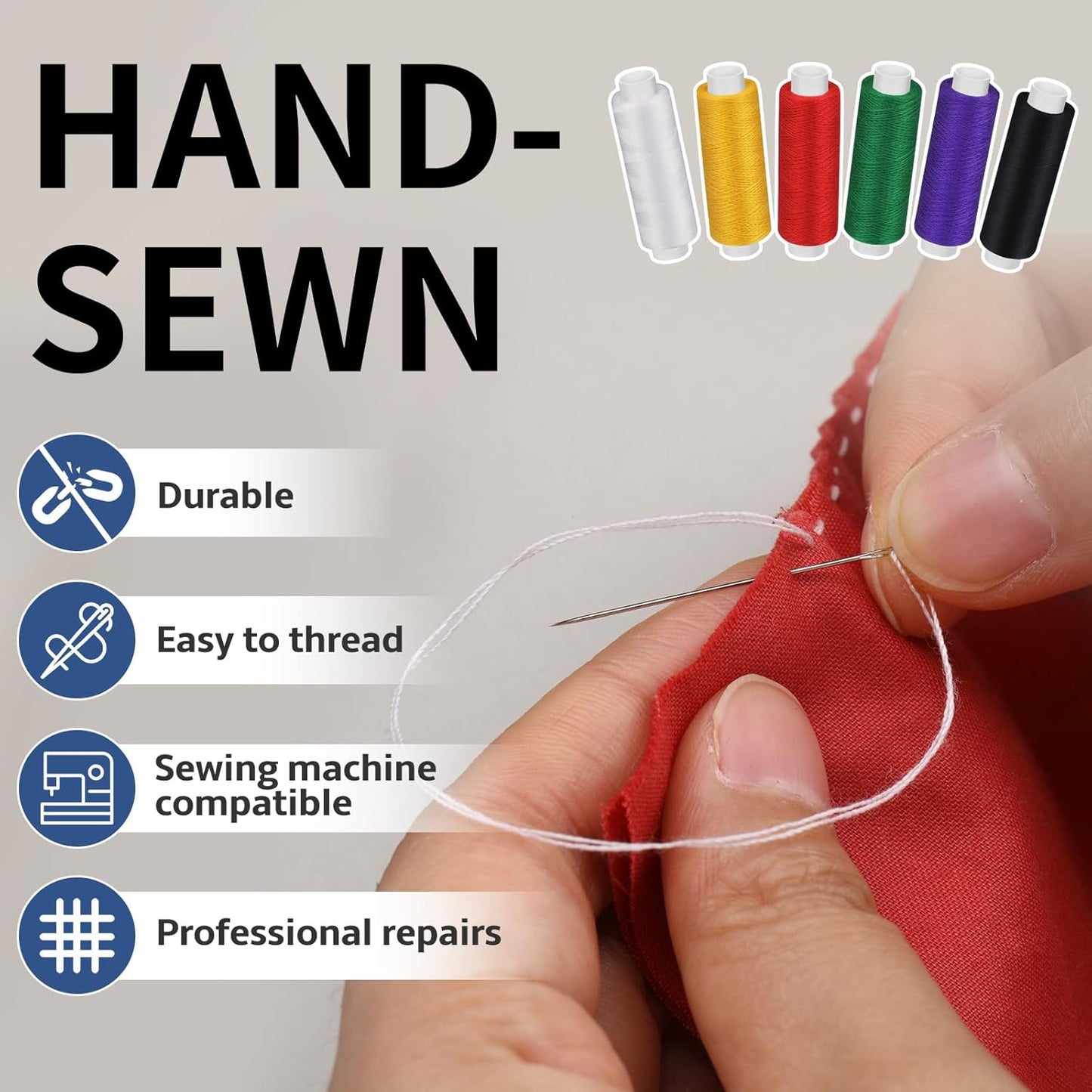 Bupete 12 Rolls Thread for Sewing, 200 Yards Each Roll Sewing Thread, Polyester Threads for Sewing Machine Embroidery Hand Stitching