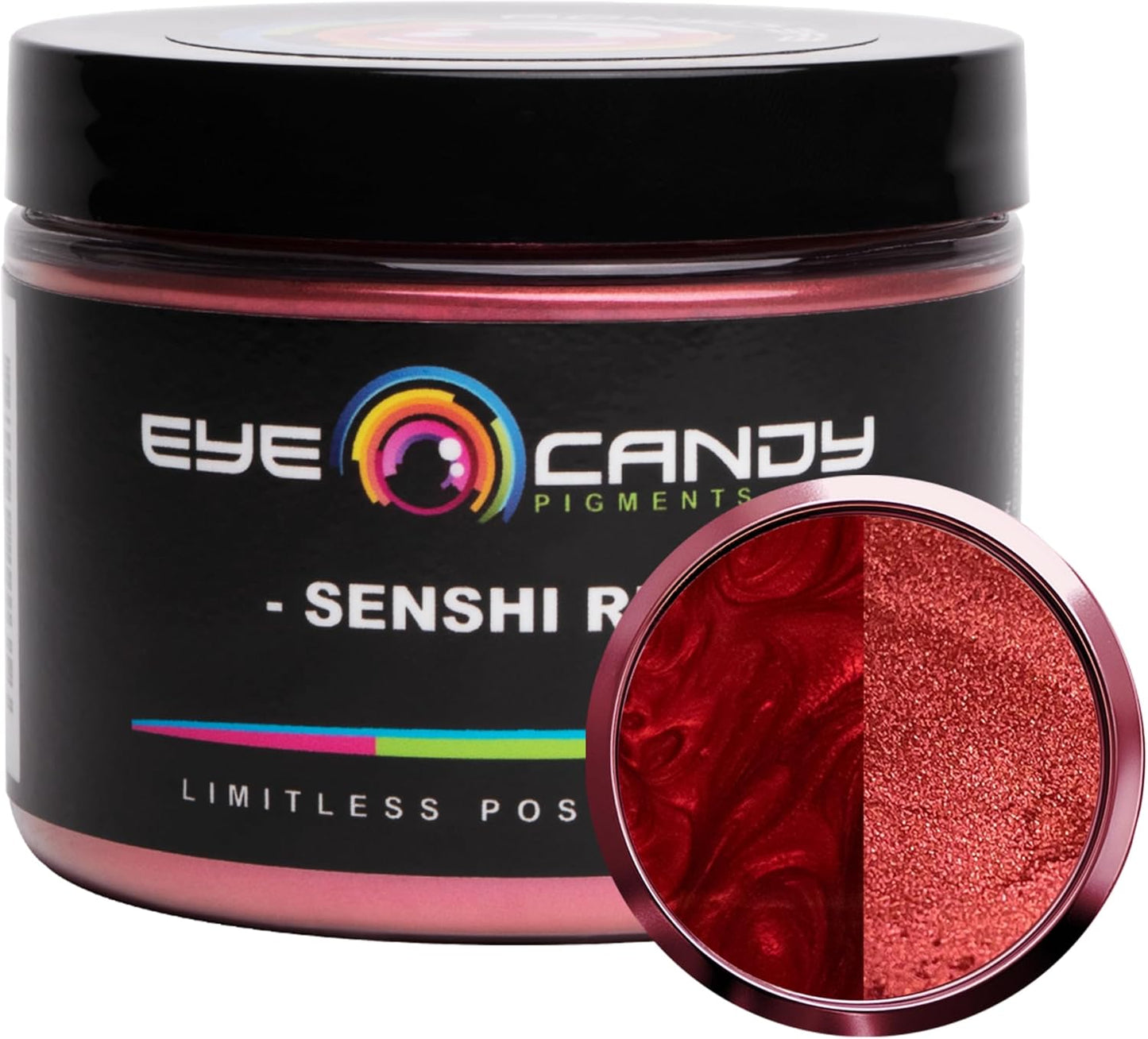 Eye Candy Pigments Premium True Red Mica Powder - Senshi Red (50gr) - for Epoxy, Resin, Soap, Paint, Woodworking, Acrylic Pouring, Bath Bombs, Fishing Lures - DIY Arts and Crafts Additive