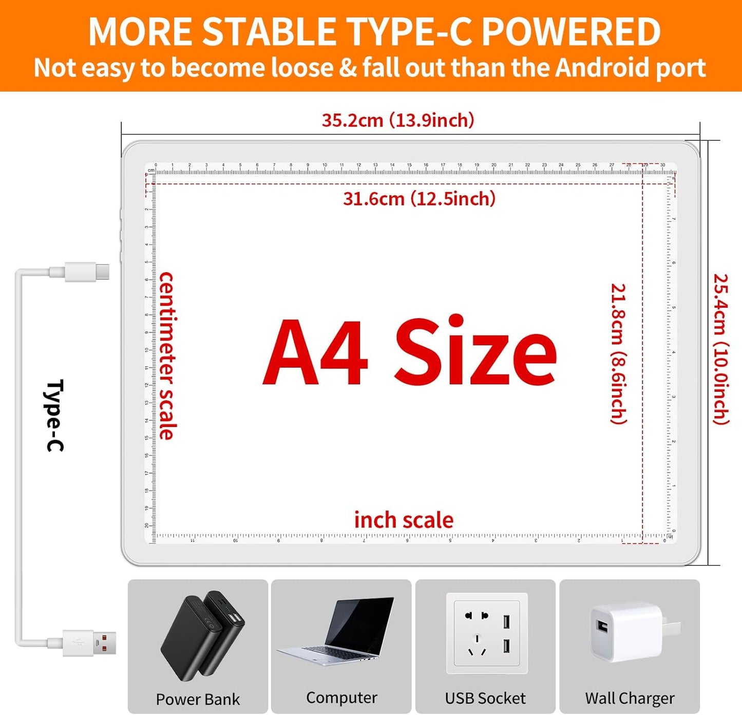 Elice Magnetic A4 Light Board with Bag for Diamond Painting, Tracing LED Light Box with Side Buttons, Super Bright Diamond Art Light Pad, Light Table for Drawing, Sketching, Weeding Vinyl - White