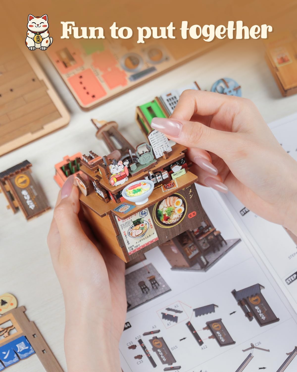 CUTEBEE Book Nook Kit - DIY Miniature House Dollhouse Kit for Adults and Teens, Booknook Tiny Japanese House Bookshelf Decor 3D Wooden Puzzle, Gifts for Family, Friends (Morita-Ya)