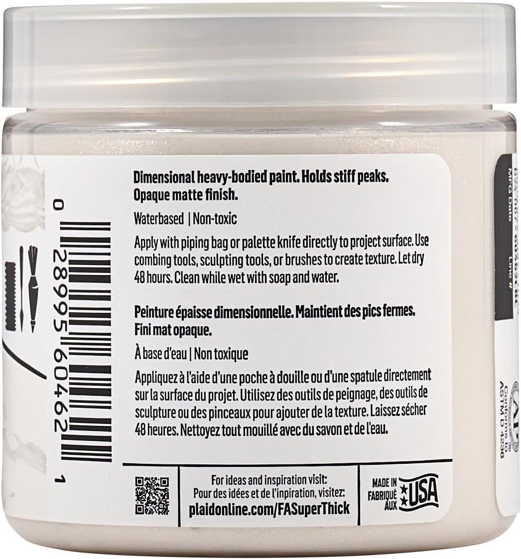 FolkArt Super Thick Acrylic Paint with a Textured Finish, Pearl White, 4 oz