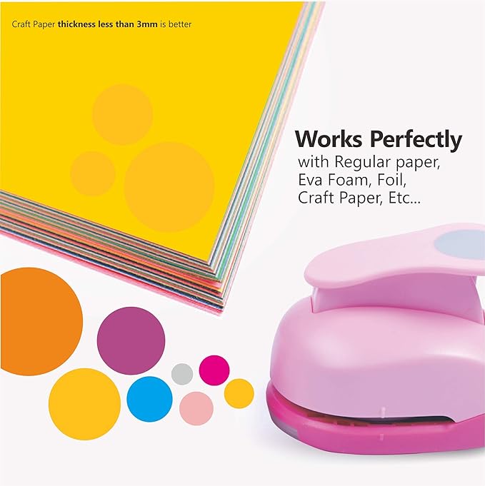 BearBoss 2 Inch Circle Punch, Hole Punch Shapes, Paper Punch Set for Scrapbooking Festival Paper Greeting Card DIY Albums Photos (Pink)
