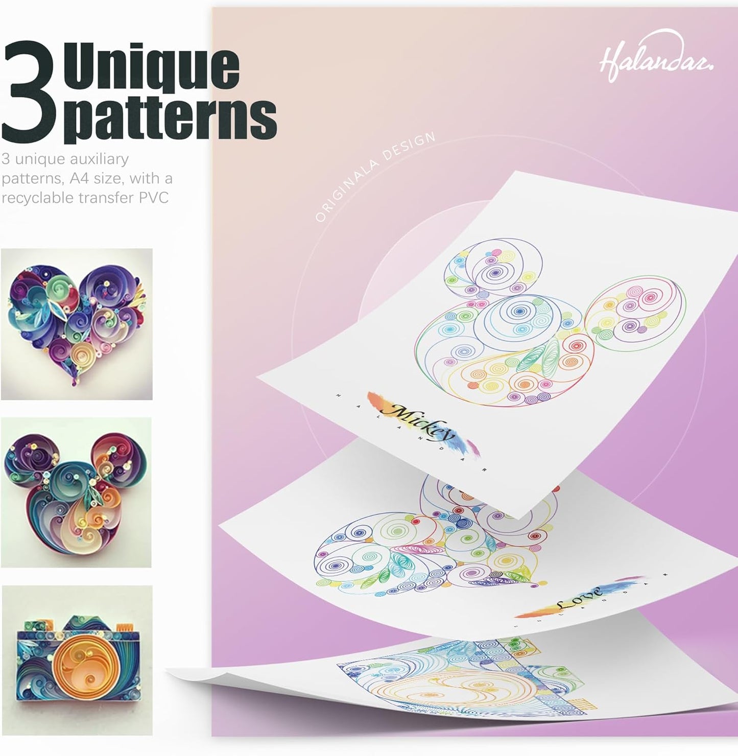 Halandar Paper Quilling Tools Set 24 pcs with 45 Colors 900 5mm Quilling Strips for Quilling Beginners and Paper Art Craft Lovers, DIY Handcraft Quilling Set