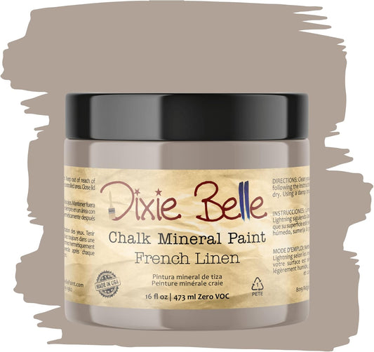 Dixie Belle Paint Company Chalk Finish Furniture Paint - French Linen (16oz) - Matte Light Taupe Chic Chalk Mineral DIY Furniture Paint