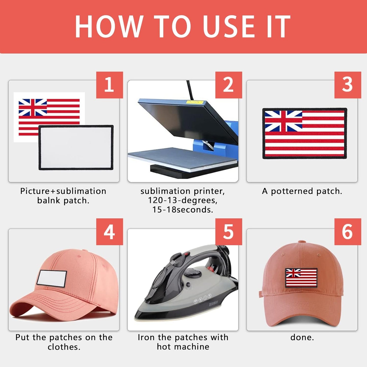 GUX 60 Pieces 4 Colors Round Patch Iron-on Sublimation Blanks Patches Fabric Patch Blanks Repair Blank Patches for DIY Hats Shirts Shoes Jeans Bags Supplies (4Colors Round Mixed / 60PCs)