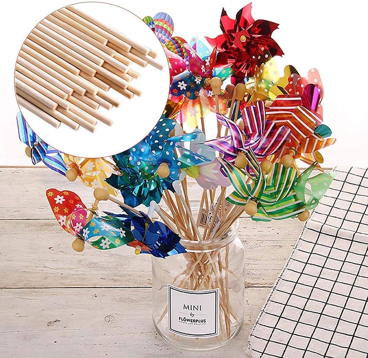 HOPELF 100PCS Dowel Rods Wood Sticks Wooden Dowel Rods - 1/4 x 36 Inch Bamboo Sticks - for Crafts，Hardwood Dowel Rod Assortment，Wooden Rod Sticks Doweling Rods，DIYers.