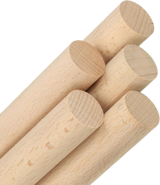 ALBO 1" x 36" Wooden Dowel Rods Set - 5 Pack Birch Natural Strong Craft Sticks Stair Rails Shelf Supports Decor Hardwood Smooth Finish Woodworking Material DIY Furniture Bulk Value Pack