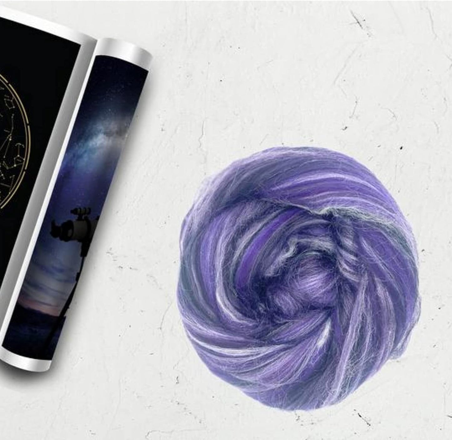 Revolution Fibers – Constellation Range Roving (8 Ounces) | Multicolored Tonal Blend of 70% Dyed Merino and 30% Tussah Silk Combed Top | Soft Fiber for Felting, Spinning, Knitting (Taurus Purple)