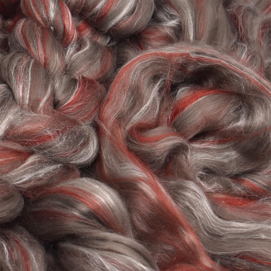 Merino Silk Luxe Tonal Designer Blend. Superfine Merino, Mulberry, Tussah Silk. Top Roving for Spinning or Felting. Sienna Sunset 4oz