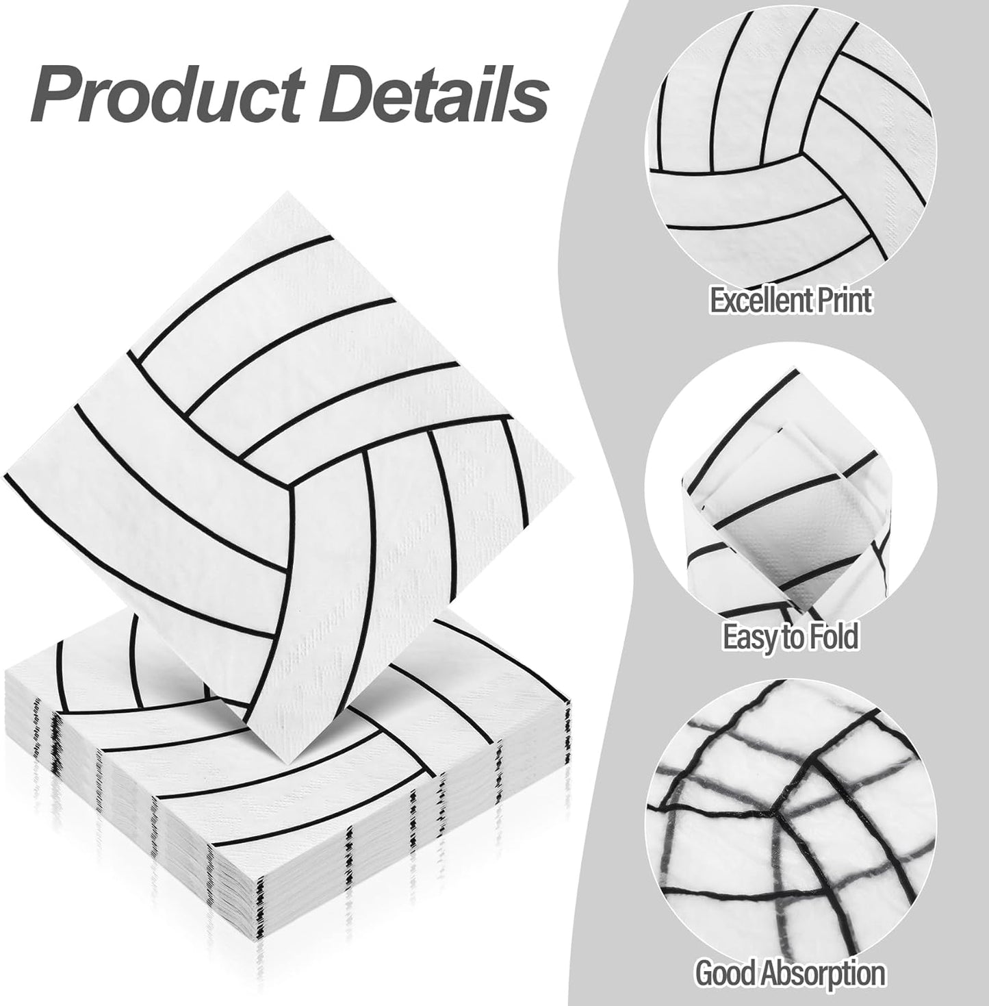 Aodaer 48 Count Volleyball-Themed Paper Napkins, 13 x 13 Inches Unfolded, 2-Ply Disposable Party Napkins for Volleyball Sports Party Supplies