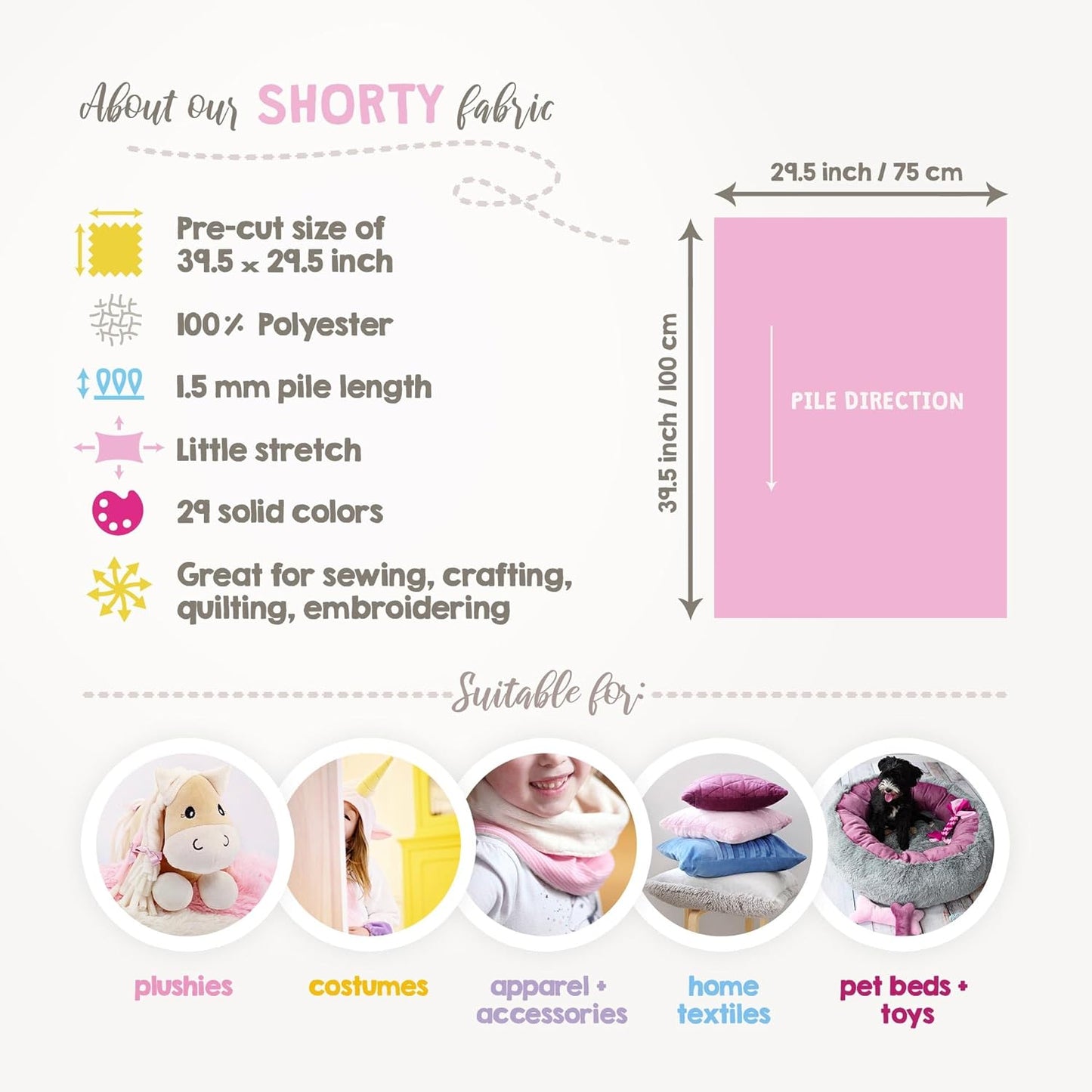 kullaloo Plush Fabric | Printed Minky Fabric for Sewing Hula DOTS Pink Blue | Super Soft Cuddle Material | 39.5x29.5 | Plushies, Baby Blankets, Pillows, Dog Beds, Beanies, Baby Accessories, Apparel