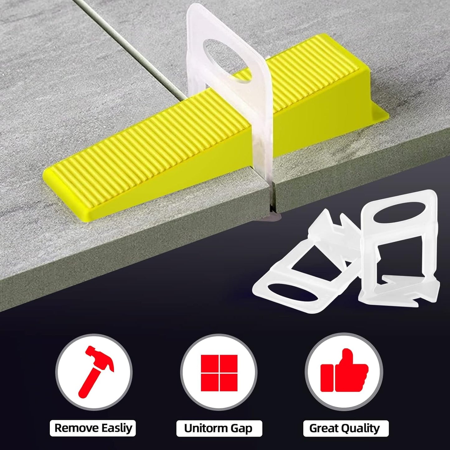 1/16” Tile Leveling System Spacers 4000 PCS Tile Leveling Clips Kit Prevent Tile lippage Leveler Spacers for DIY Professional Ceramic Tile and Stone Installation (1/16 IN, 4000)