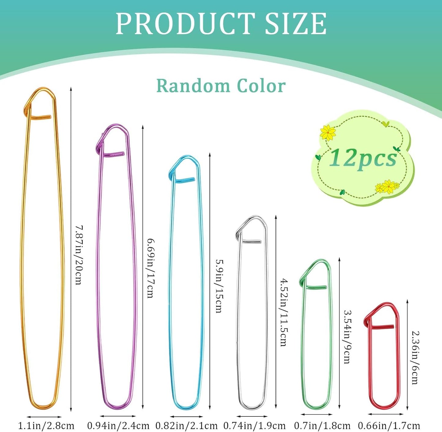 12 PCS Knitting Stitch Holder 6 Size Aluminum Yarn Stitch Holders Stitch Markers for Crocheting Practical Knitting Crochet Tools for Knitting Notions or Crochet