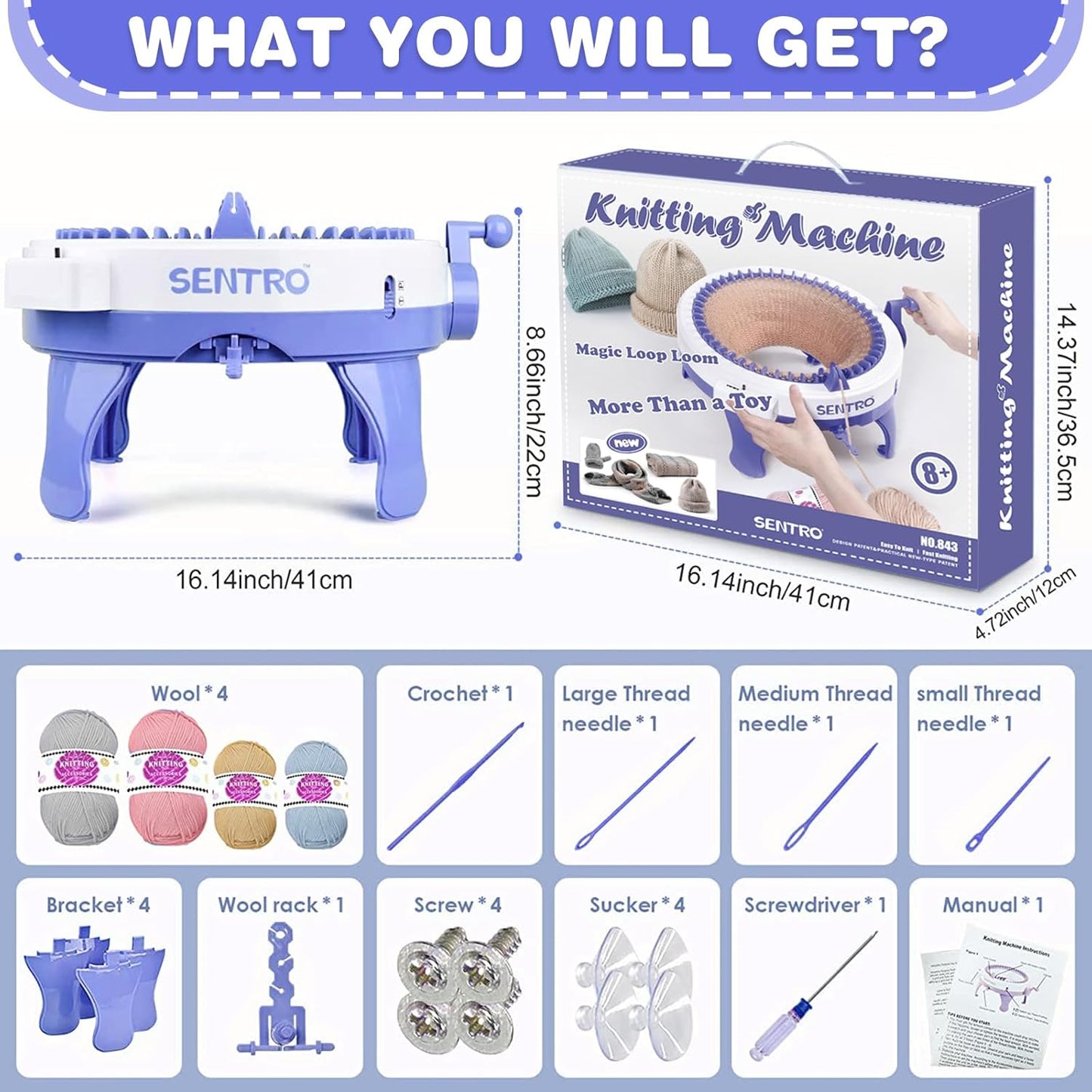 Knitting Machine,SENTRO 48 Needles Knitting Machines with Row Counter, Smart Weaving Round Loom,Double Knit Loom Machine Kit,DIY Knit Scarf Hat Sock