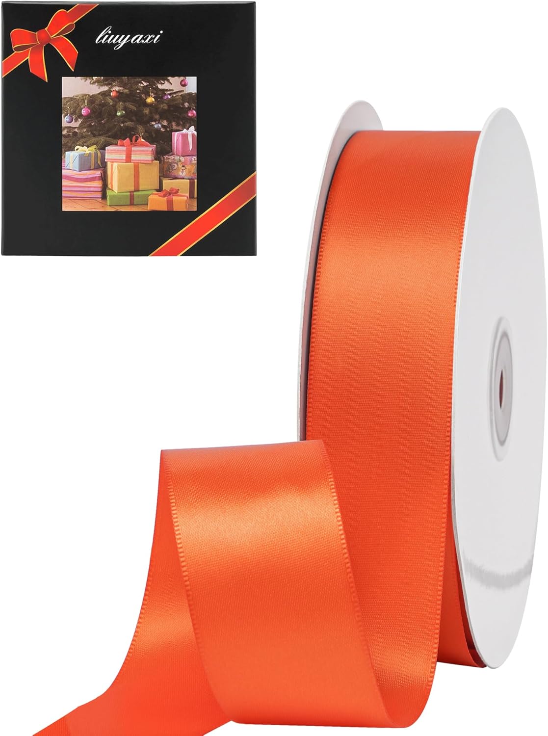 LIUYAXI Torrid Orange Double Faced Satin Ribbon, 1" X Continuous 25 Yards, Ribbons Perfect for Gift Wrapping Wedding Bouquet Decor DIY Craft Bow Making & Other Projects