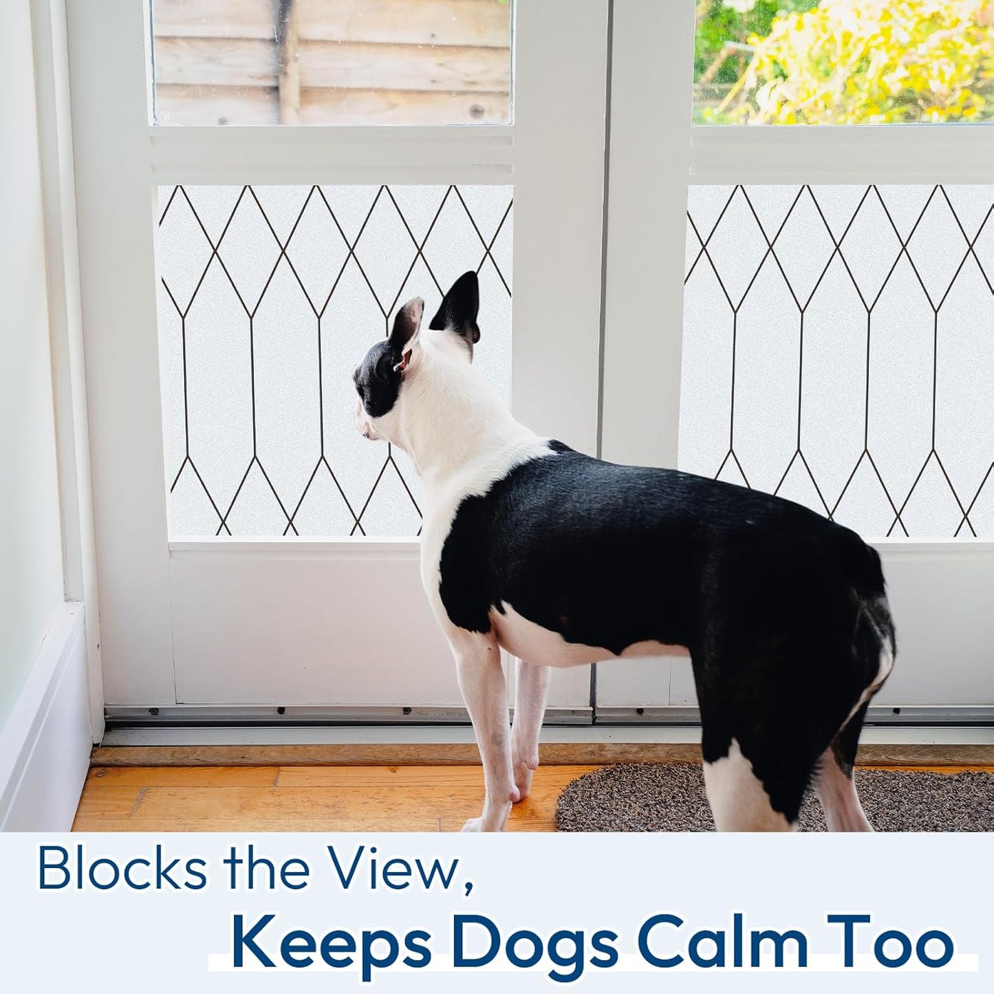 rabbitgoo Window Privacy Film for Glass Windows, Frosted Glass Cling with Decorative Moroccan Lattice, Removable Heat Control Sun Blocking Door Covering Sticker for Home Bathroom, 17.5 x 78.7 inches