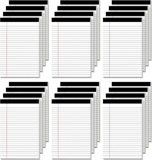 24 Pack of Legal Pad Writing Pads 5" x 8" Notepad 80gsm Recycled Paper Small Legal Pads 25 Lines Note Pads Perforated Legal Pads 720 Sheets Double-Sided Printing Printed Legal Pads for School,