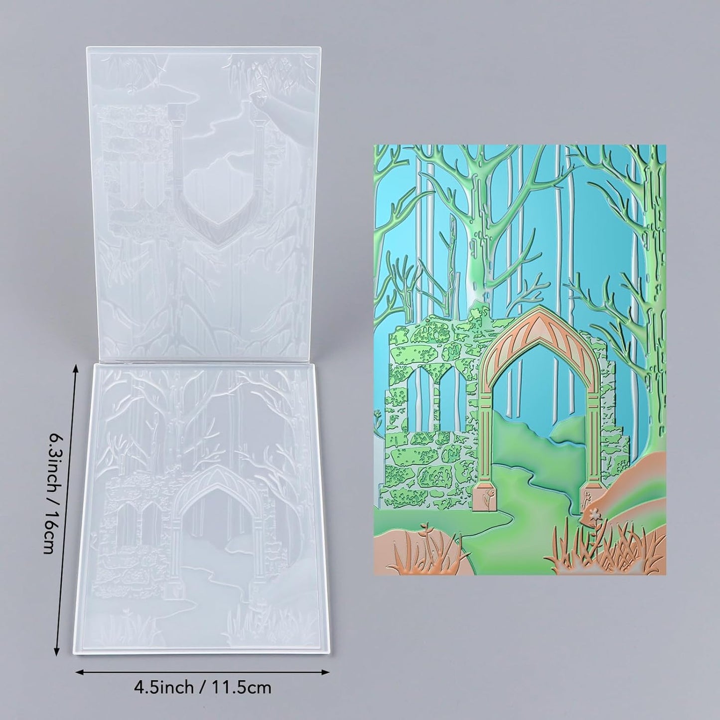 BAOFALI 3D Embossing Folder for Card Making, Deep Forest, Castle Plastic Texture Fades Embossing Folder Template for Scrapbooking Cardstock Album DIY Decoration Paper Crafting 6.3x4.5inch