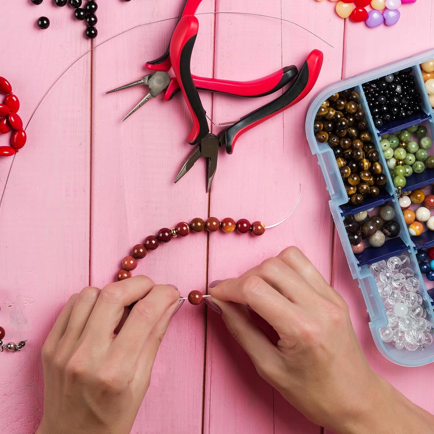 HARFINGTON 82ft Jewelry Wire, 32 Gauge (0.2mm) Brass Craft Soft Metal Tarnish Resistant Copper Beading Wire for Jewelry Making Supplies Crafting, Bright Red