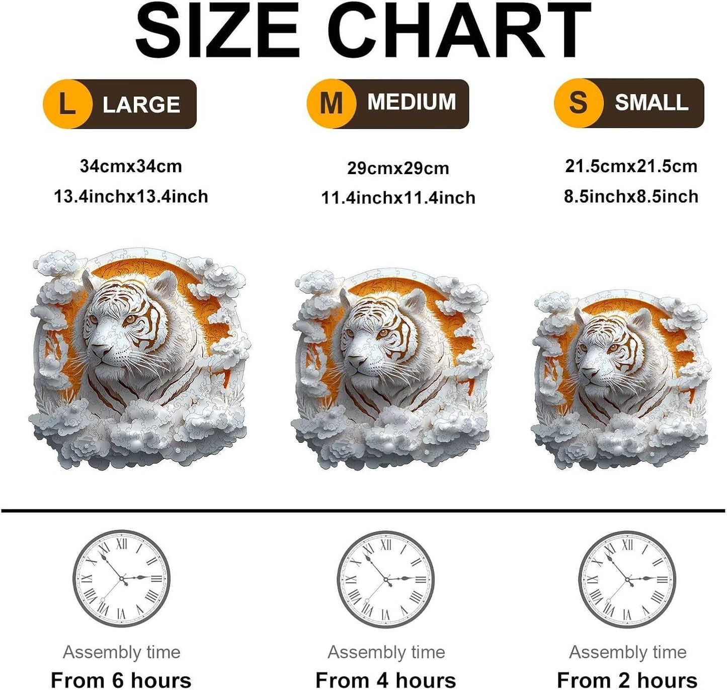 Wooden Puzzles Adults, 3D Paper Tiger Wooden Puzzles 100 Pieces, Unique Animal Shaped Wood Challenging Jigsaw Puzzles Gifts for Adults, 8.5x8.5in