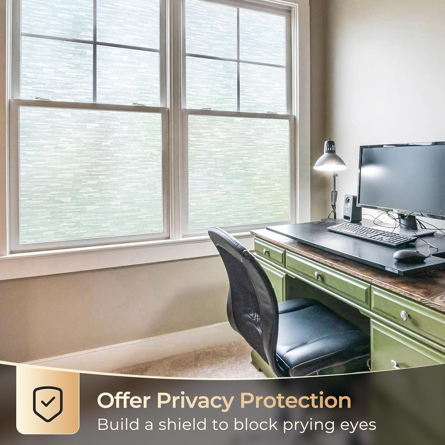 rabbitgoo Window Privacy Film, Frosted Glass Window Film Static Cling Covering, Non Adhesive Privacy Clings Vinyl, Removable Frosting Sticker for Home Decoration, White, 29.5 x 157.4 Inches