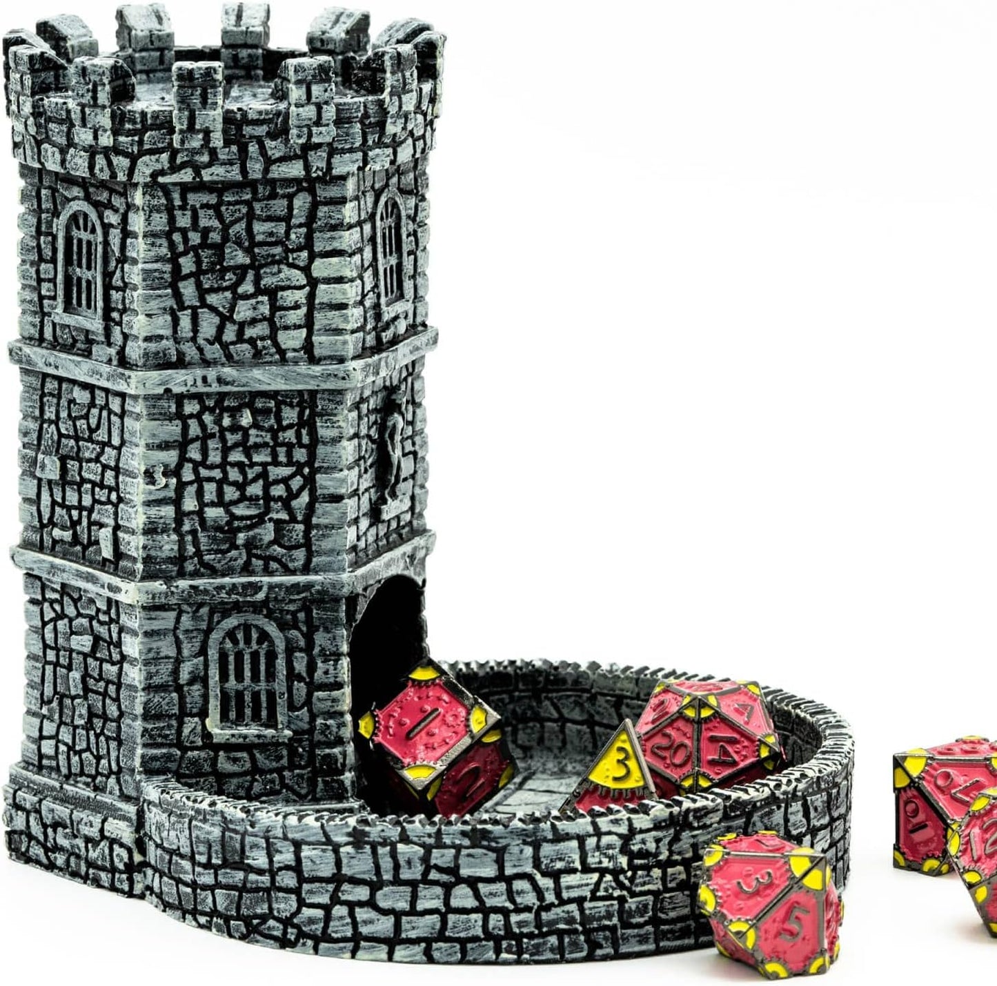 Dice Tower D&D Castle Dice Rolling Tower for Role Playing Game | Easy Roller Perfect for DND Tabletop Game and RPG (Grey)