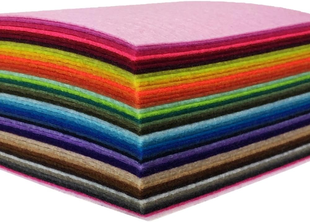 flic-flac 44PCS 4 x 4 inches (10 x10cm) Assorted Color Felt Fabric Sheets Patchwork Sewing DIY Craft 1mm Thick