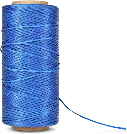 Flexzion Waxed Thread - 284 Yards (260 Meters) 0.8mm 150D Polyester Wax Thread for Leather Sewing, Bookbinding, Stitching, Repairing, Beading, & DIY Projects (Dark Blue)