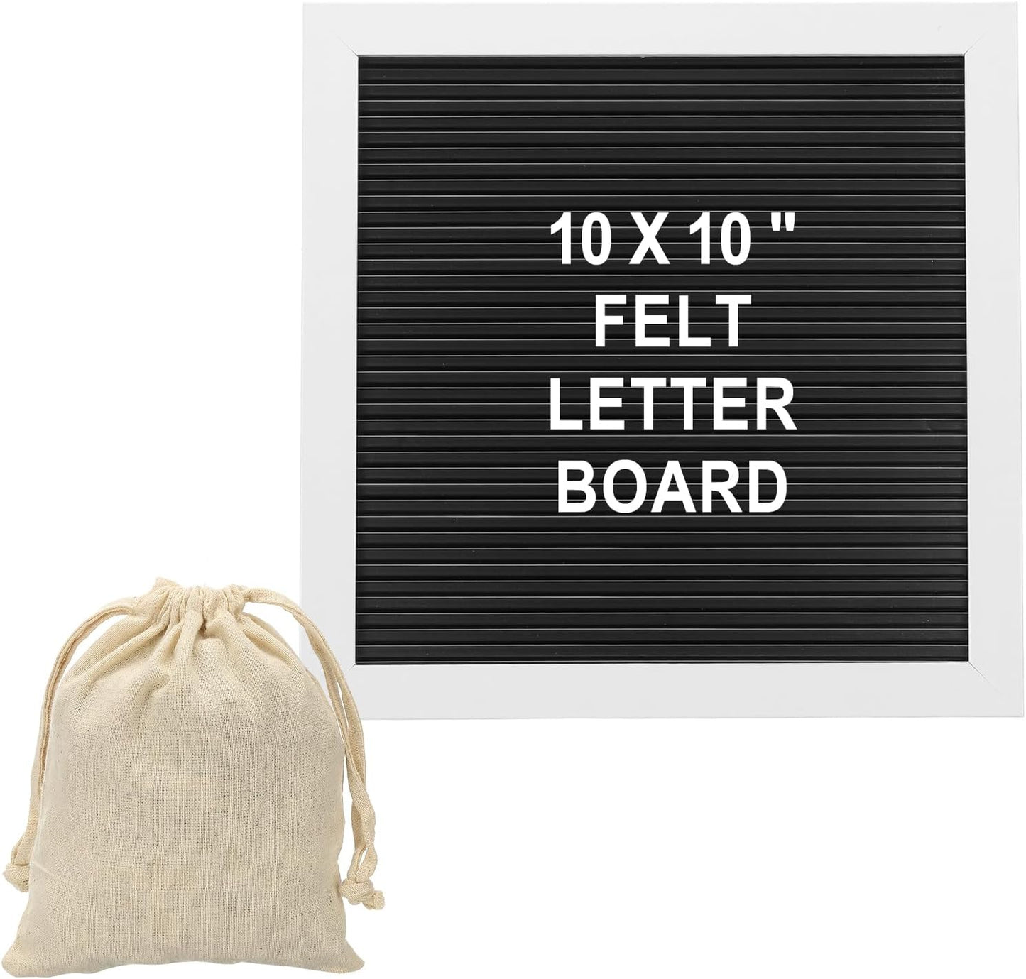 PATIKIL Felt Letter Board, 10x10Inches Black White Wooden Changeable Message Board with Storage Bag Stand for Kitchen Menu Classroom Farmhouse Decor Notes, White Letter