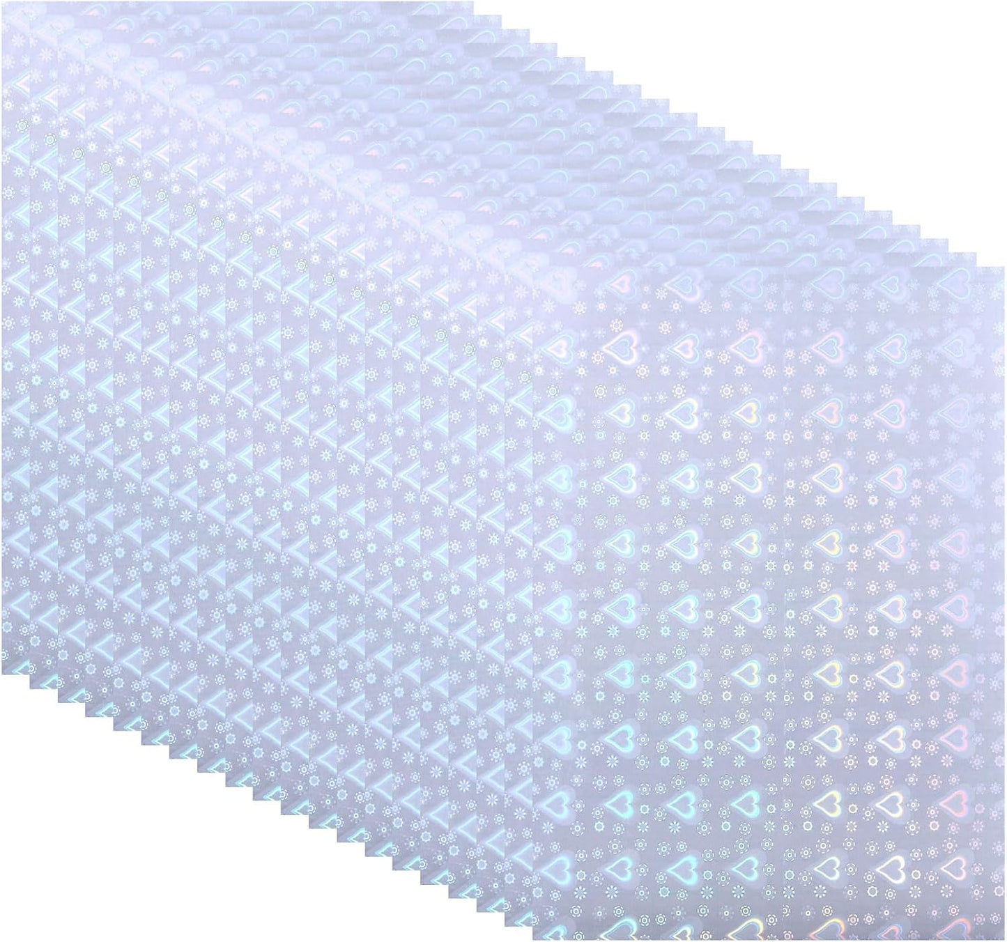 PATIKIL 8.3x5.8" Holographic Sticker Paper, 20Sheets A5 Polypropylene Self-Adhesive Transparent Waterproof Laminate Overlay Film for Photo Cards Scrapbook Decorations, Heart