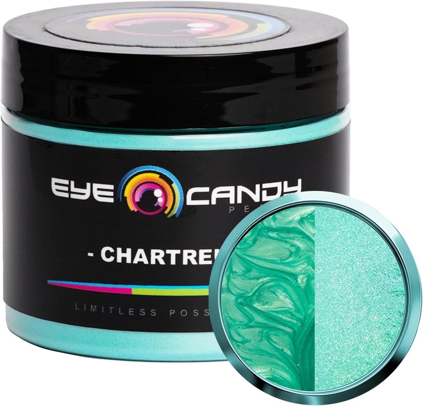 Eye Candy Pigments Premium Green Mica Powder - Chartreuse (50gr) - for Epoxy, Resin, Soap, Paint, Woodworking, Acrylic Pouring, Bath Bombs, Fishing Lures - DIY Arts and Crafts Additive
