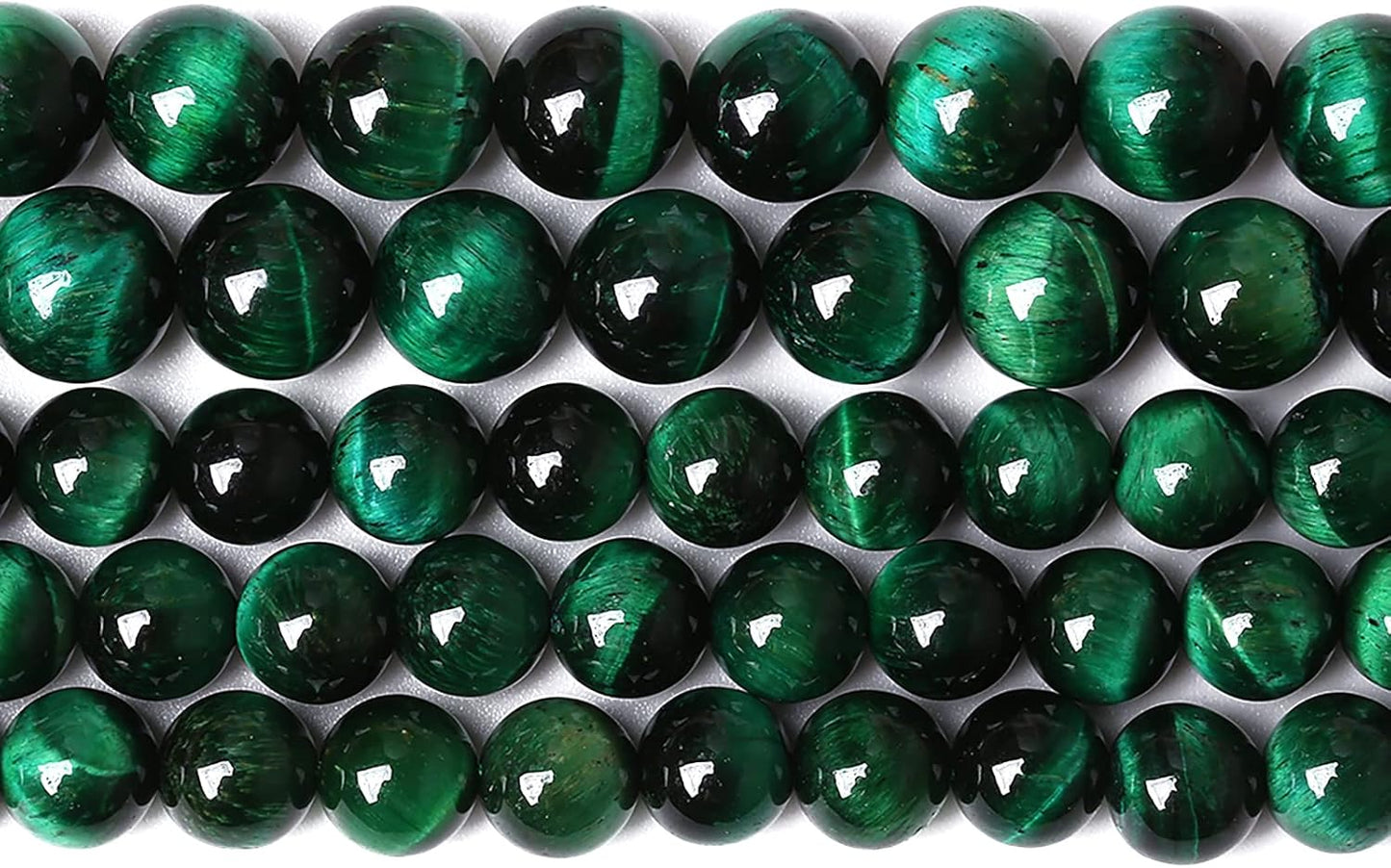 38PCS 10mm Top AAA Green Tiger Eye Beads Natural Stone Round Loose Beads for Jewelry Making DIY Bracelet,Necklace, Earrings 15" Inch