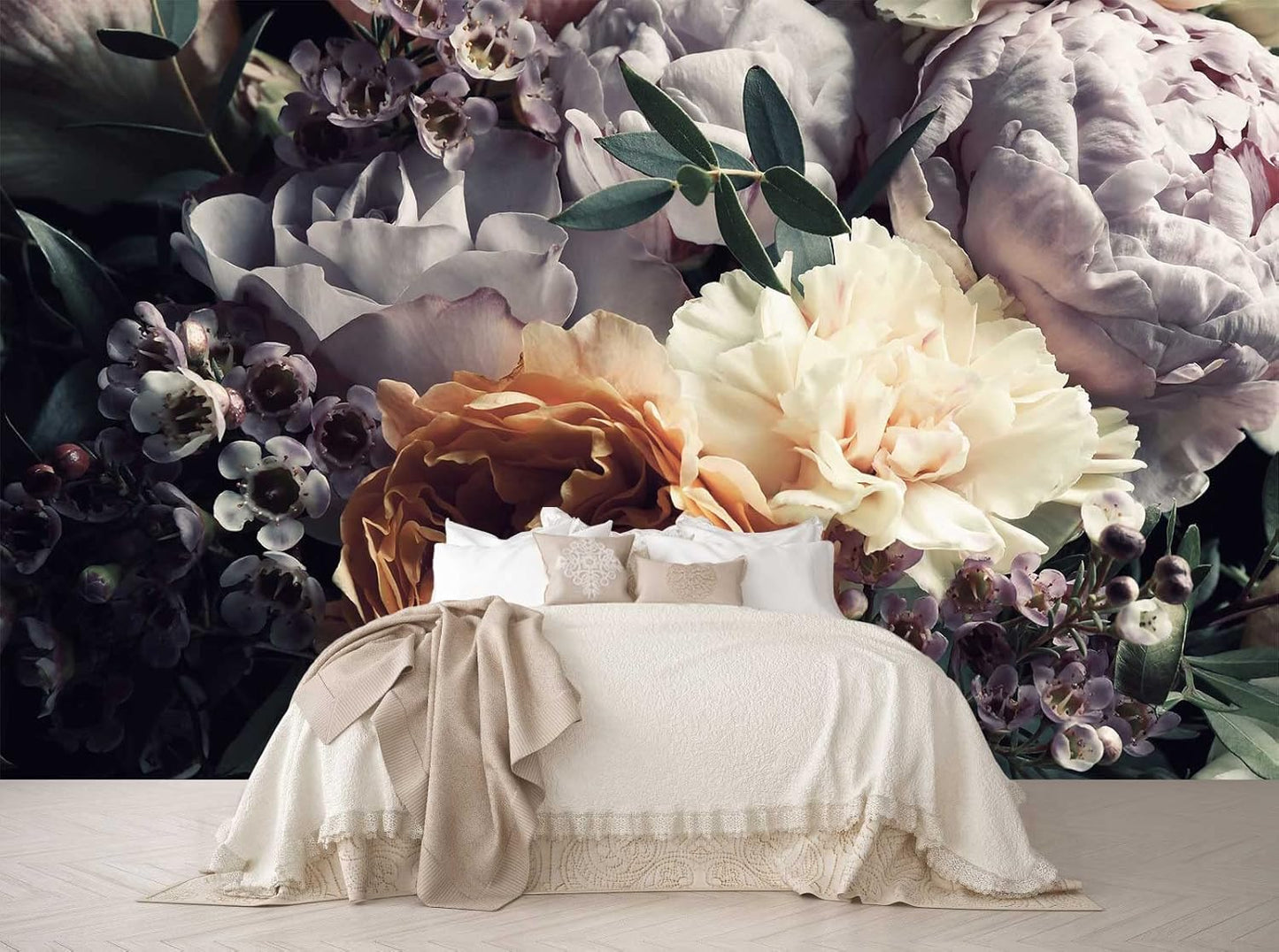 Floral Wallpaper Mural for Bedroom Orange Flower Wall Mural Living Room (not self-Adhesive)