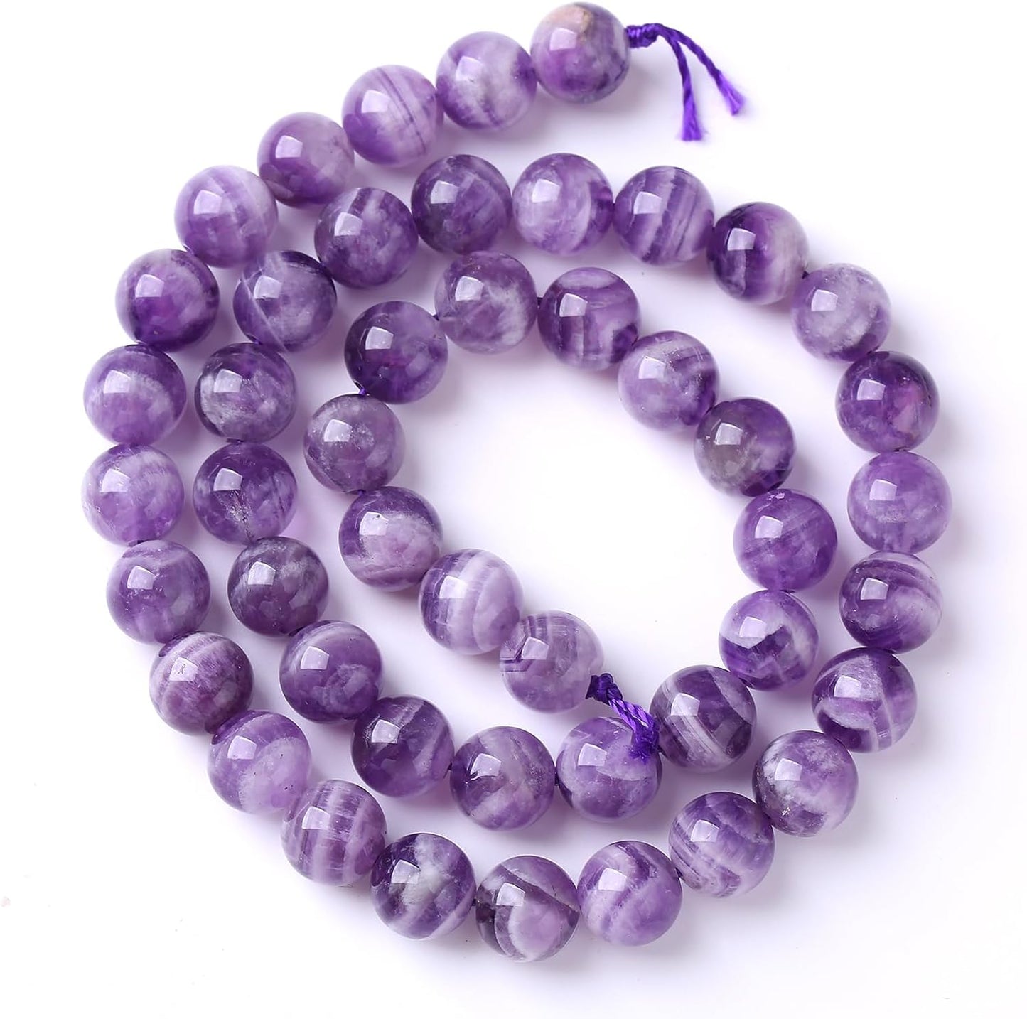 120PCS 6mm Natural Purple Dream Lace Amethysts Beads Crystal Round Loose Beads for Jewelry Making DIY Bracelet Necklace 32" 2 Strand