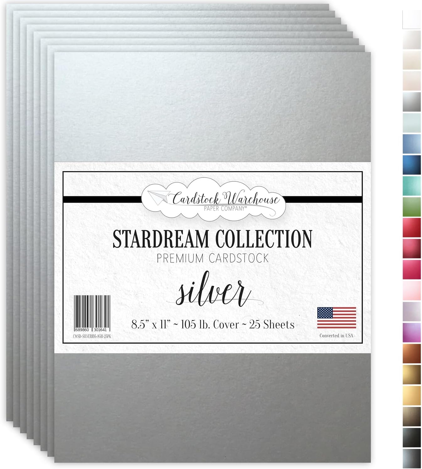 Cardstock Warehouse Stardream Silver Cardstock Paper - 25 Sheets, 8.5 x 11" – 105 lb / 284 GSM Premium Metallic Silver Card Stock for High-end Printing, Card Making, Die-cutting & DIY Projects
