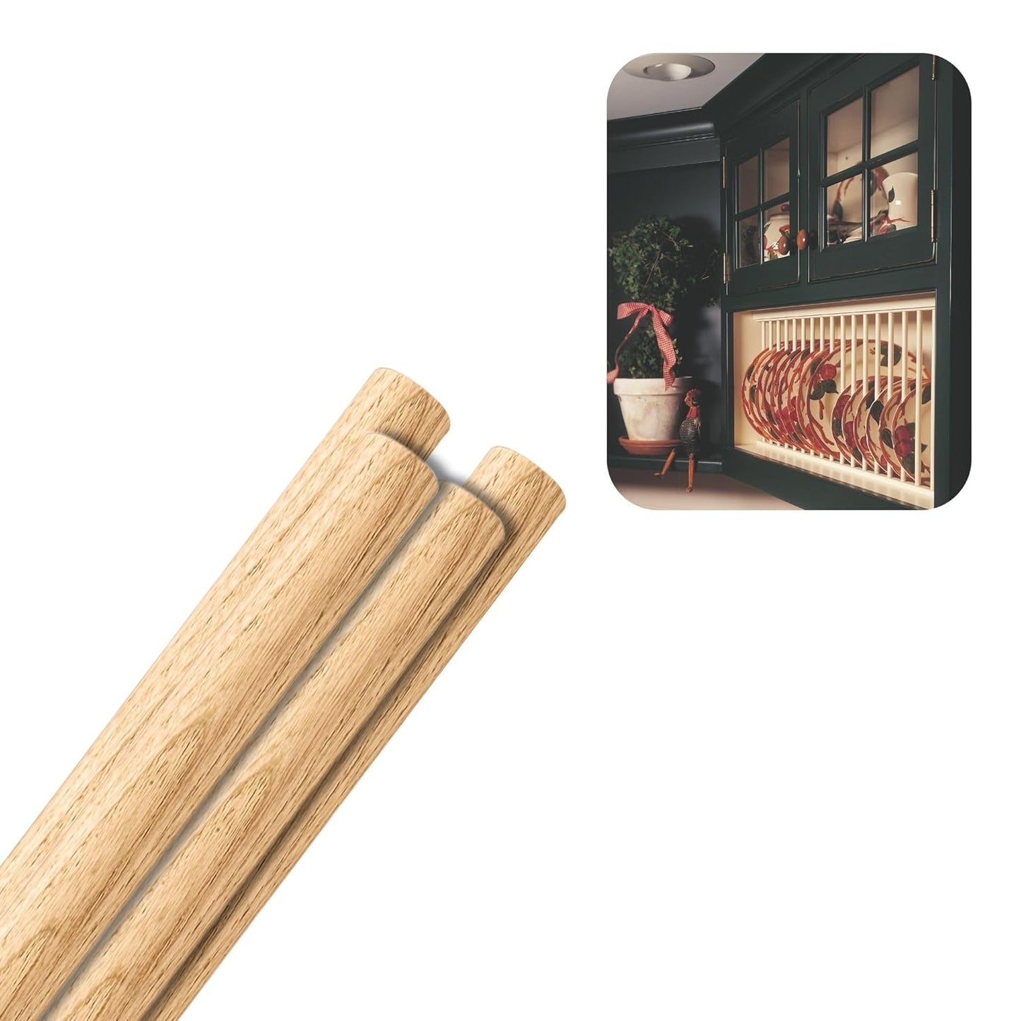 Hardwood Round Dowels (1-⅛" x 36", Pack of 4) | Variety of Diameters & Wood Species | Unfinished Wooden Dowel Rods for Crafts & DIY Home Projects | Curtain Rod, Macrame Supplies, Moulding, Flagpole