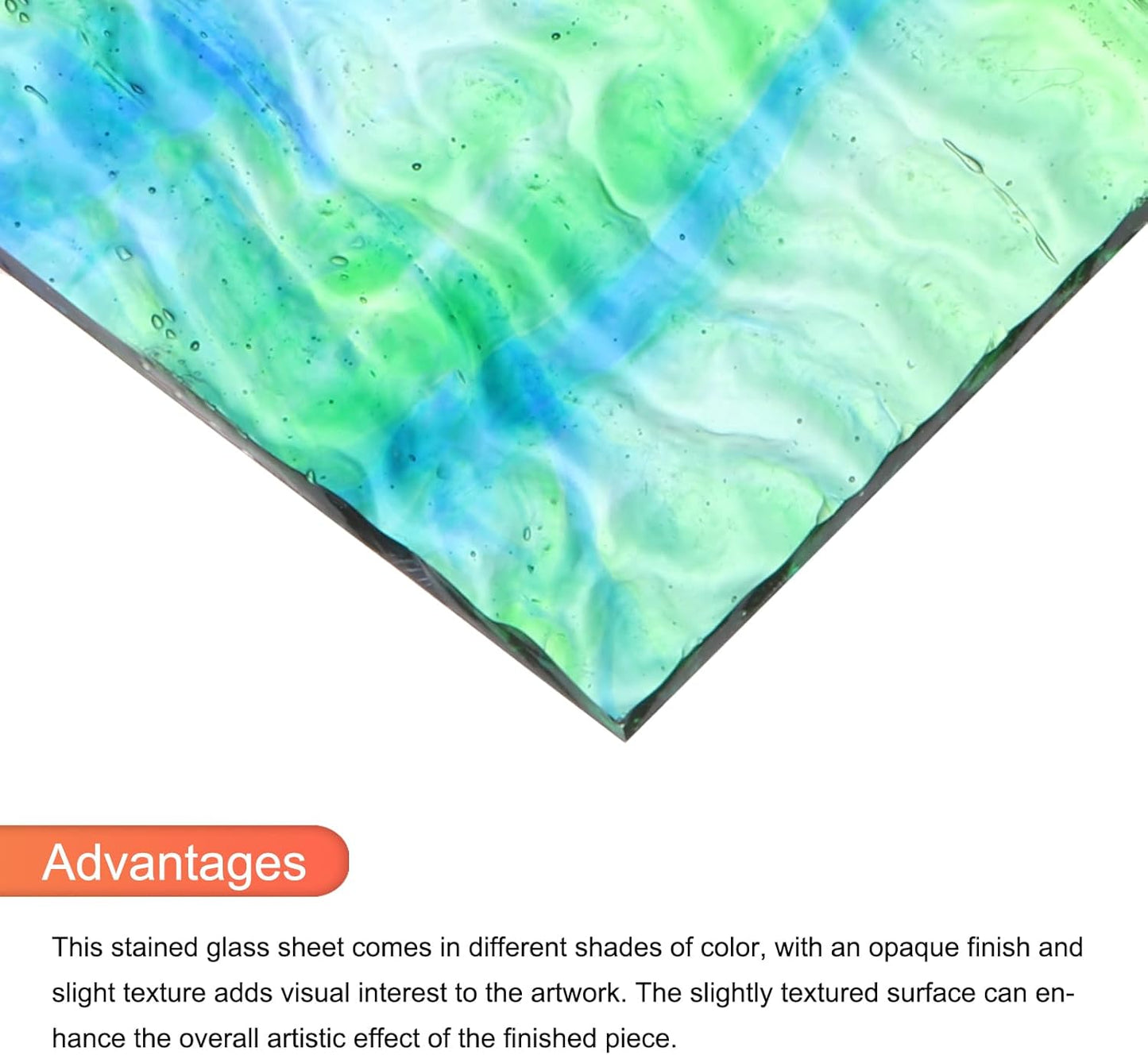 MECCANIXITY 2 Pcs Stained Glass Sheet Mosaic Tile 7.9 Inch x 5.9 Inch Bright Blue Stained Glass Sheets for Crafts DIY Art Project