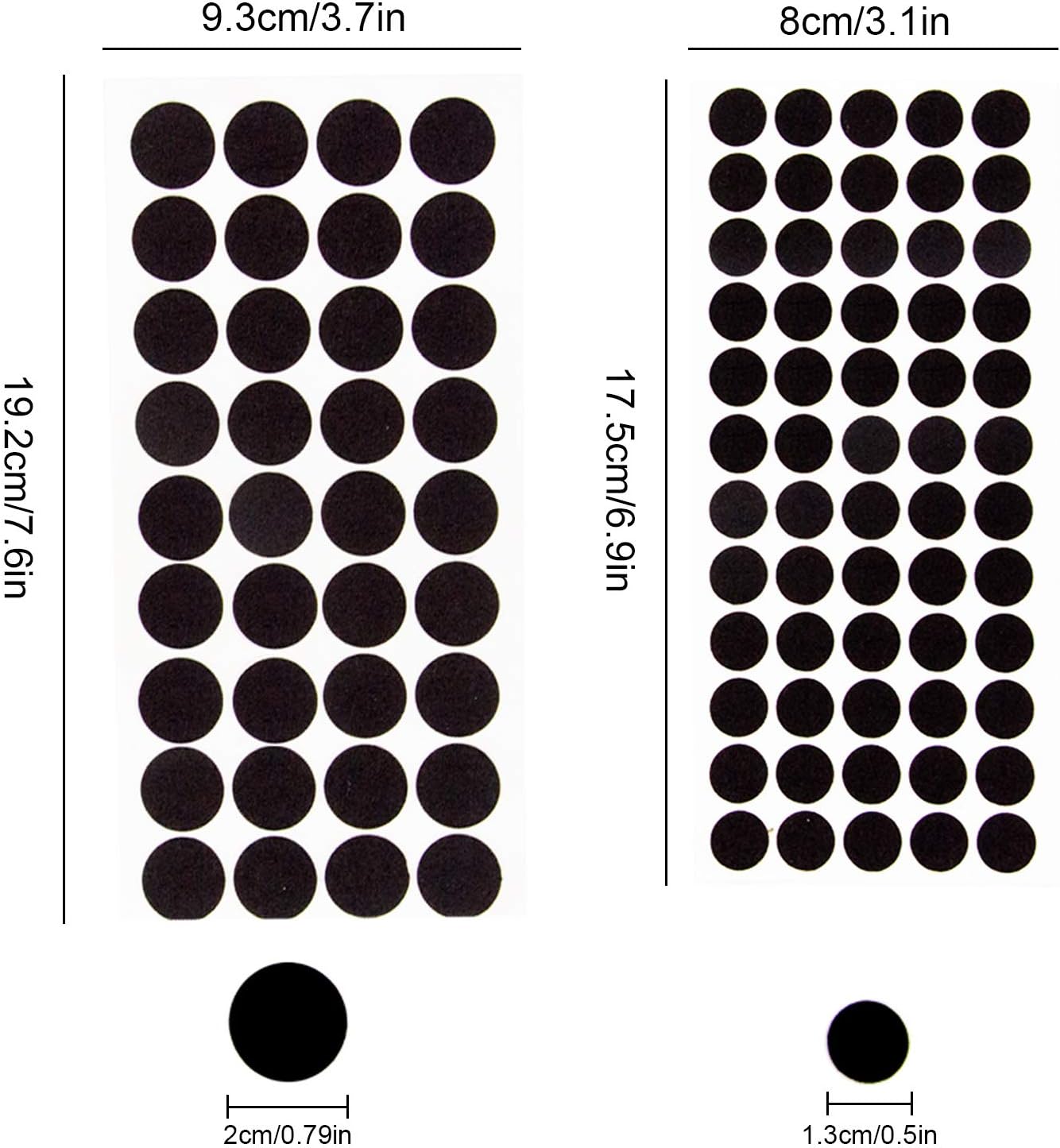 Iceyyyy 200+ Pieces Black Adhesive Felt Circles, Black Self-Adhesive Felt Sticker for Halloween DIY Projects, Professional Craft Finishing (0.5 and 0.75 Inch)