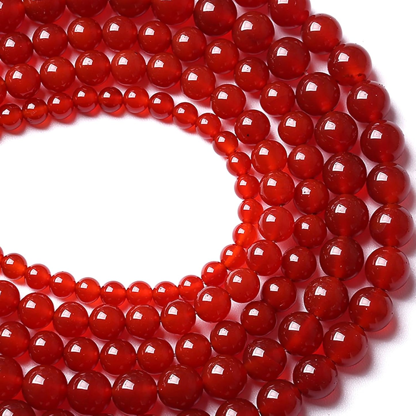 8MM 90pcs Semi-Precious Red Agate Beads Natural Stone Round Loose Beads for Jewelry Making DIY Bracelet Necklace 2 Strands 32"