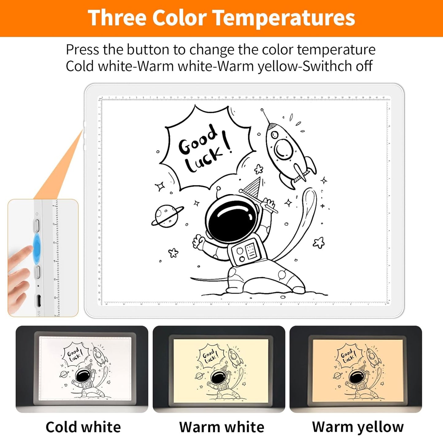 Elice Magnetic A3 Light Board for Diamond Painting, Ultra-Thin Tracing LED Light Box with Side Buttons, Super Bright Diamond Art Light Pad, Light Table for Drawing, Sketching, Weeding Vinyl - White