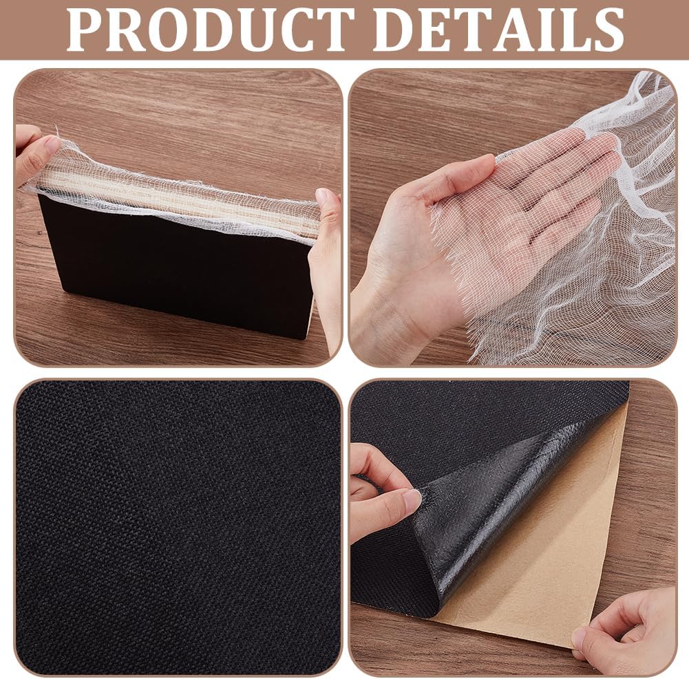 AHANDMAKER Book Binding Kits Include 20Pcs 6"x9" Chipboards Black 19.5"x58.3" Book Cloth 2 Bone Folder 1pc 78"x45" Cloth for DIY Bookbinding Crafts and Sewing Supplies